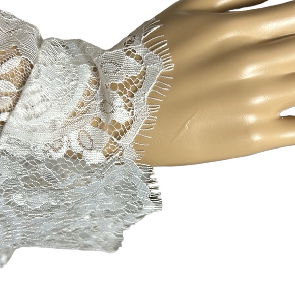 White Lace sheer maxi open front satin lingerie,boudoir,honeymoon,coquette,sexy - Picture 6 of 10